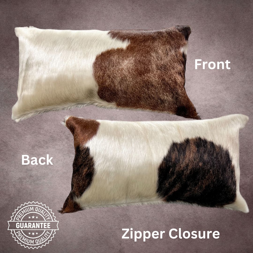 Brown and White Cowhide Pillow Cover - PL110 - Rodeo Cowhide Rugs