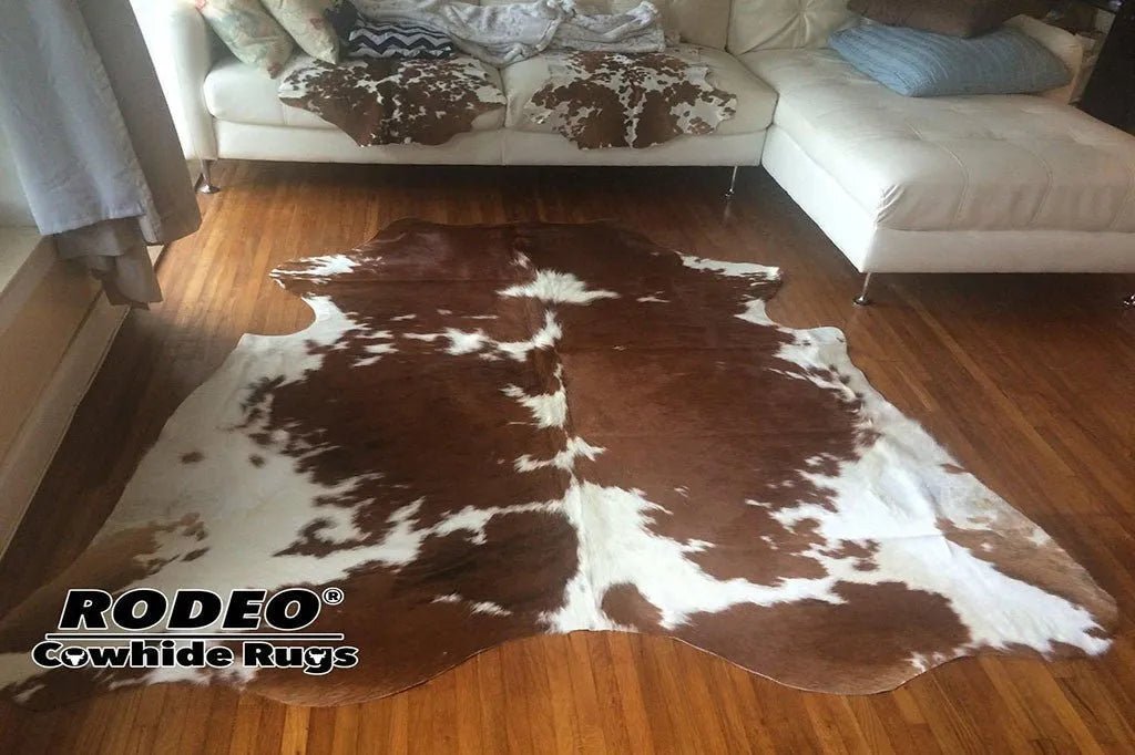 Brown and White Cowhide Rug