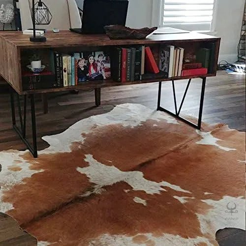 Brown and White Cowhide Rug