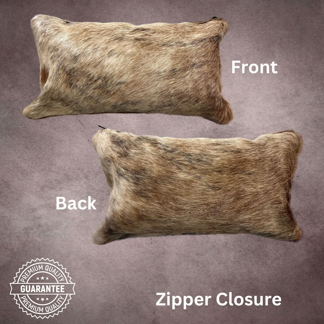 Brown Brindle Cowhide Pillow Cover - PL014 - Rodeo Cowhide Rugs