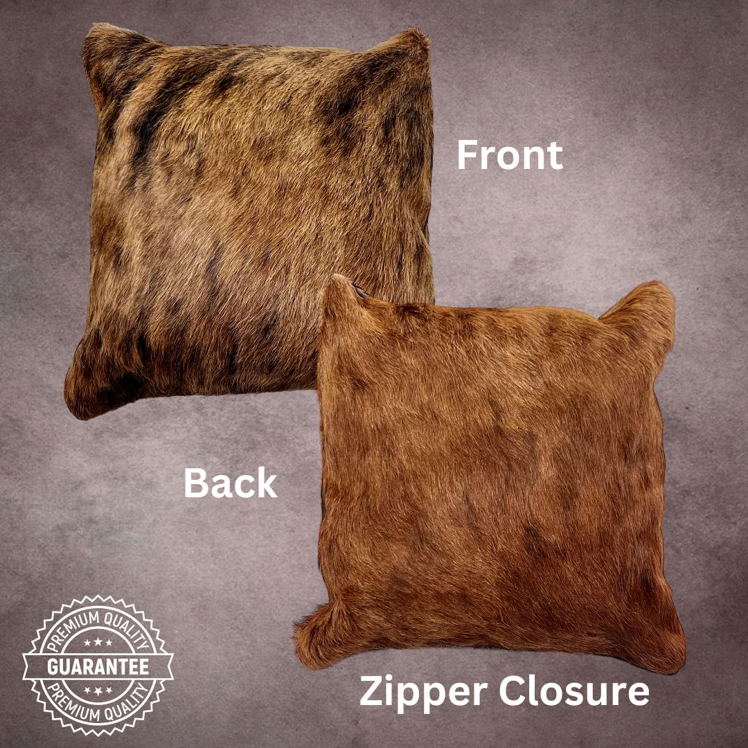 Brown Brindle Cowhide Pillow Cover - PL023 - Rodeo Cowhide Rugs