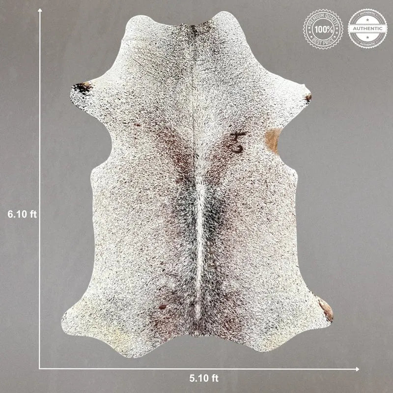 Brown Speckled Cowhide Rug Size 5.10x 6.10 ft - 5300J