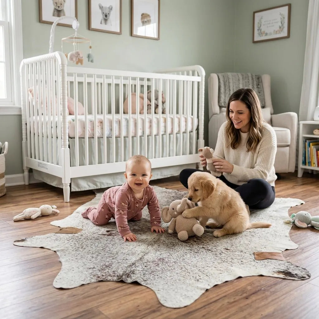 Brown Speckled Cowhide Rug Size 5.10x 6.10 ft - 5300J