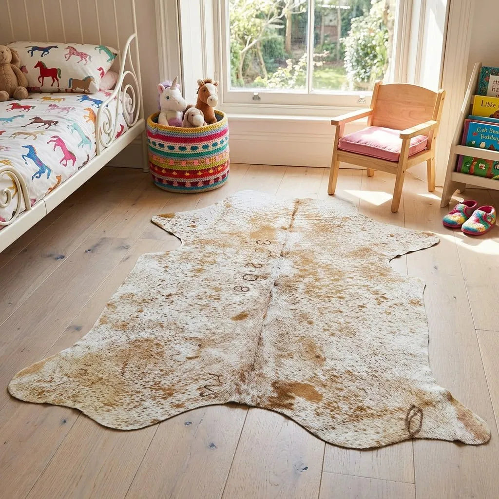 Brown Speckled Cowhide Rug Size 5.7x 6.8 ft - 5301J