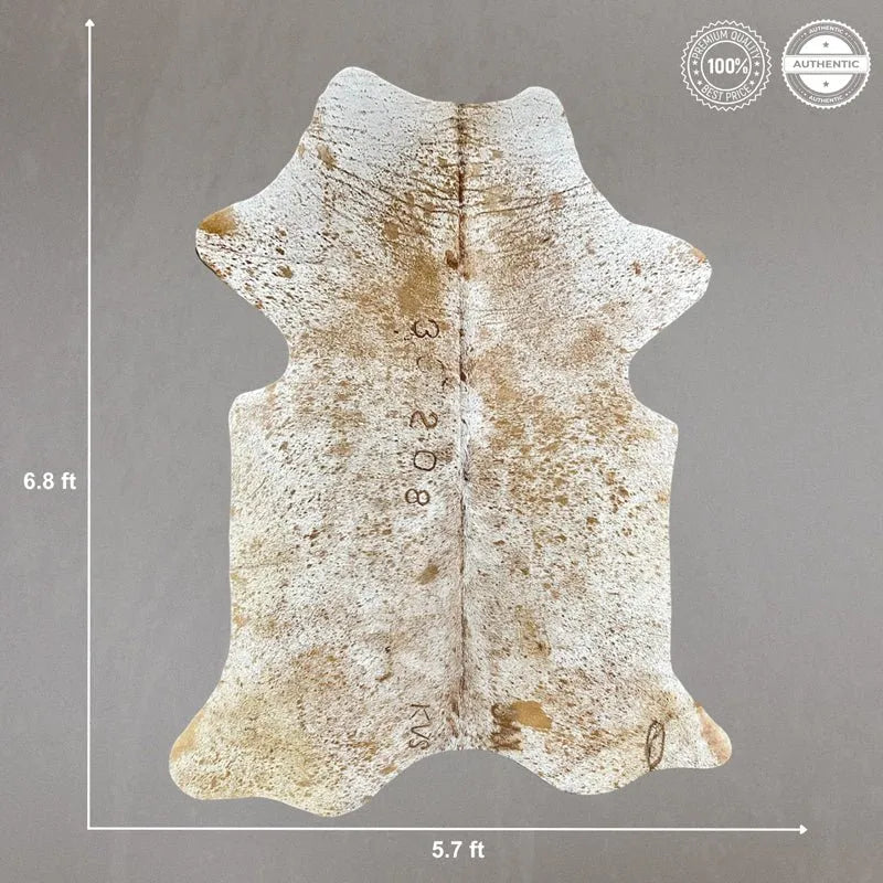 Brown Speckled Cowhide Rug Size 5.7x 6.8 ft - 5301J