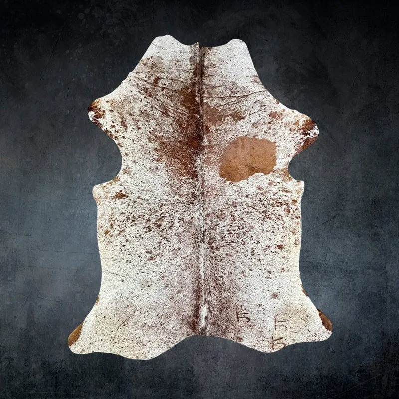 Brown Speckled Cowhide Rug Size 6.1x 7.3 ft - 5299J