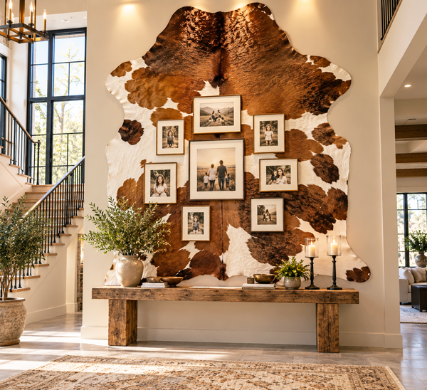 cowhide rug for wall decor