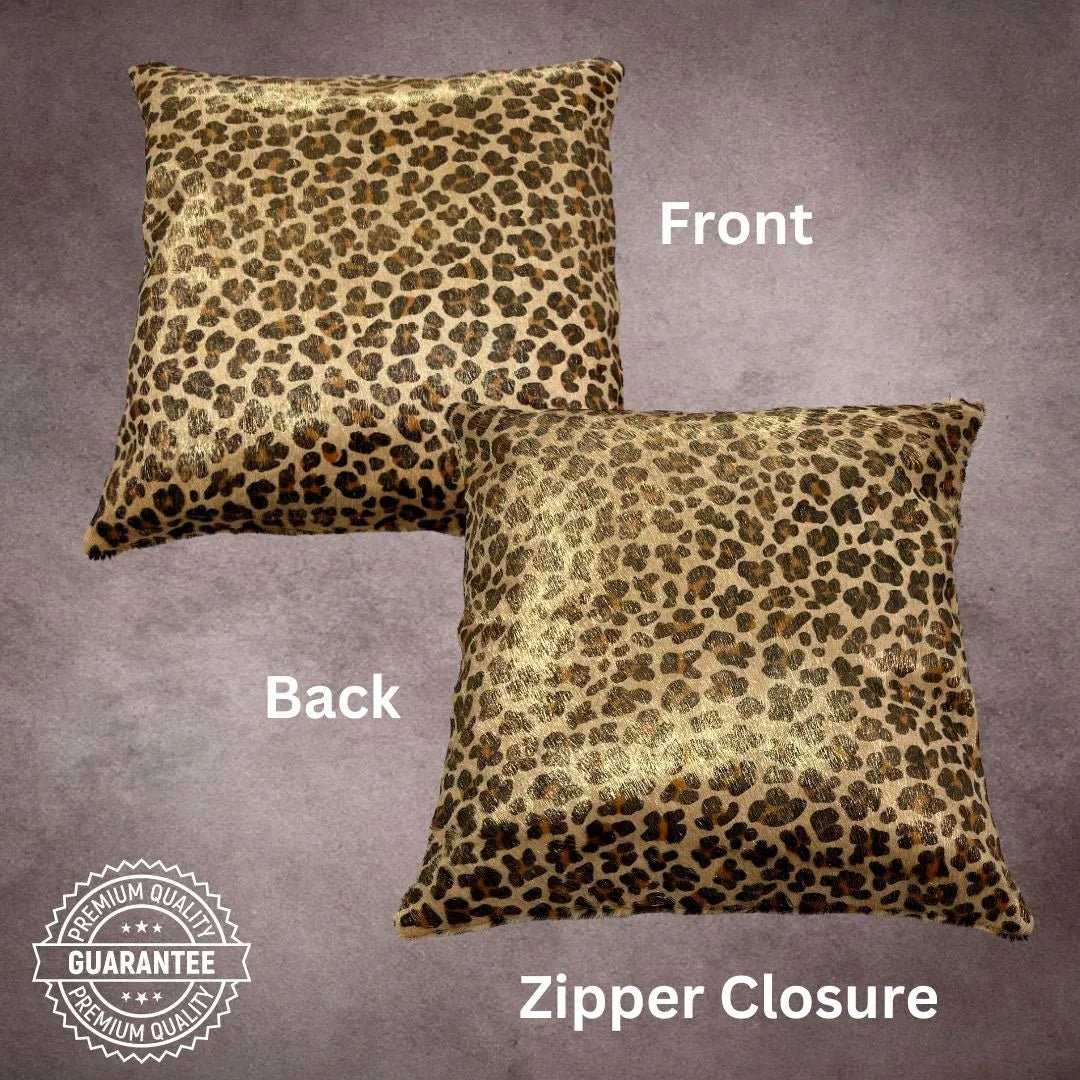 Cheetah Printed Cowhide Pillow Cover - PL033