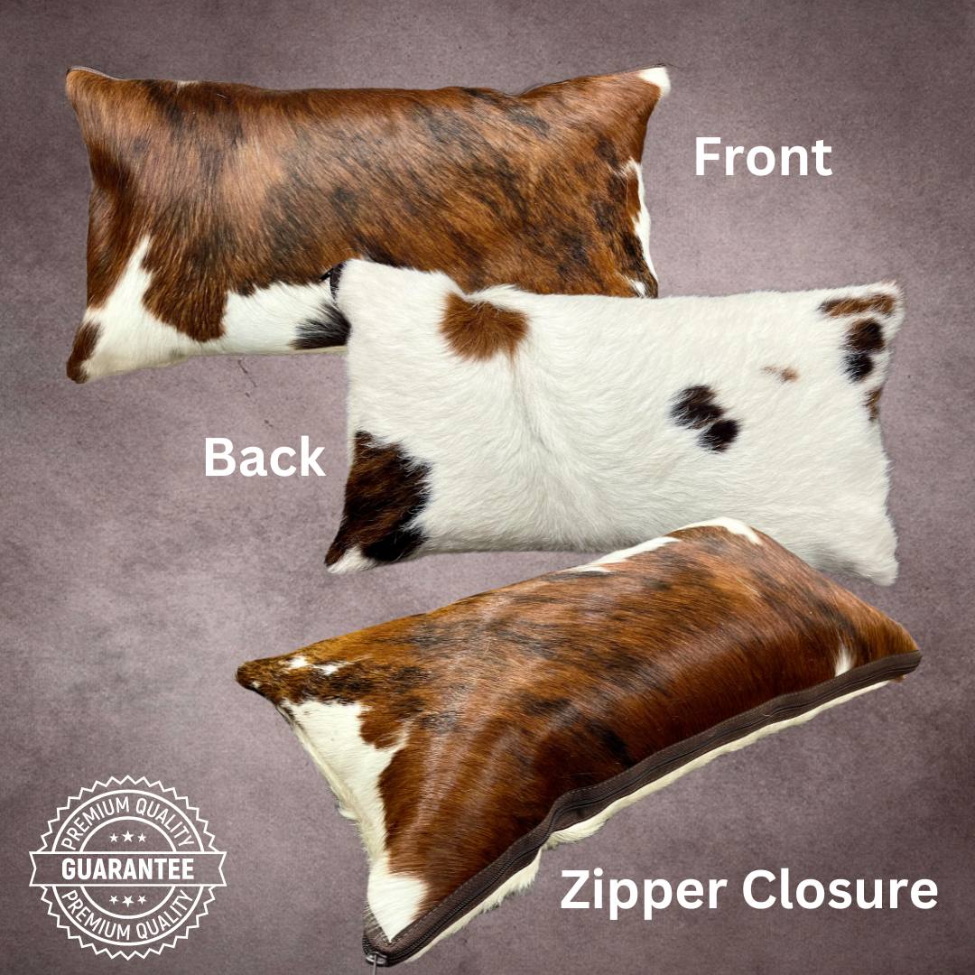 Classic Tricolor Cowhide Pillow Cover - PL006 - Rodeo Cowhide Rugs