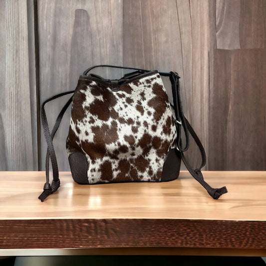 Cowhide bucket bag