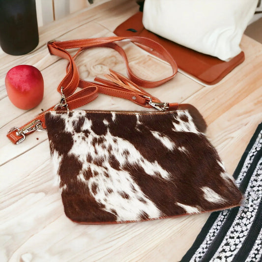 Aurexa Women's Genuine Leather Crossbody Bag - 9 Inch, Top Grain Cowhide, 2 Adjustable Straps