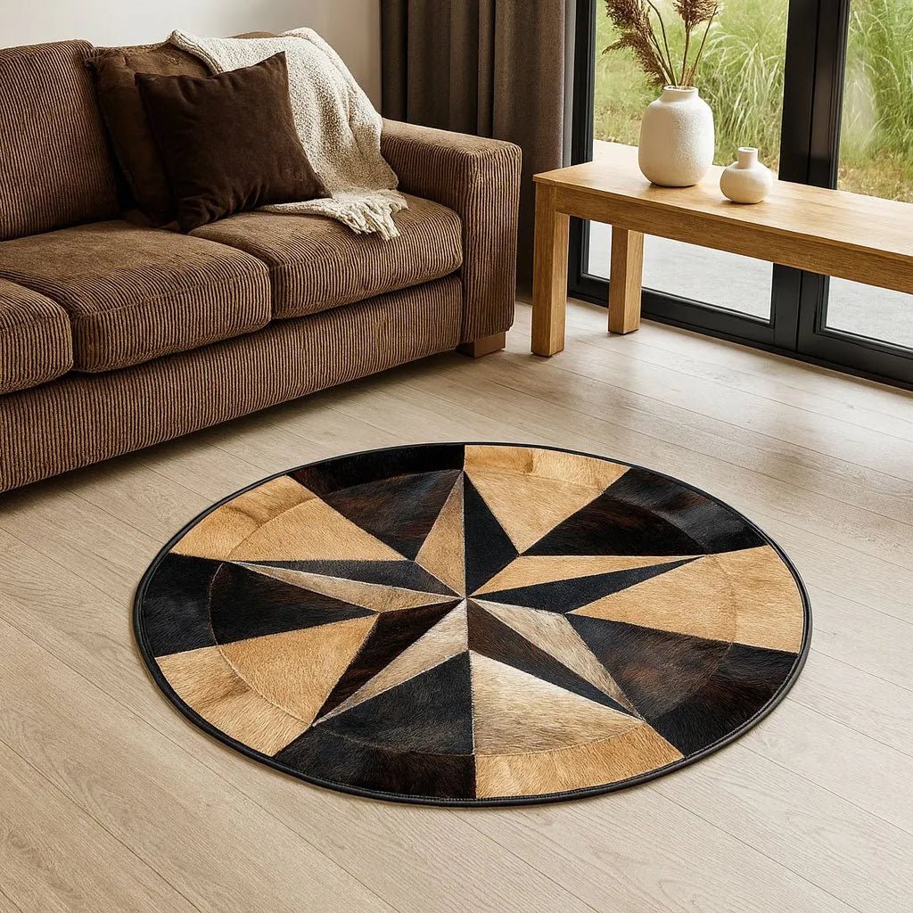 Texas Star Cowhide Patchwork Rug | Western Leather Decor