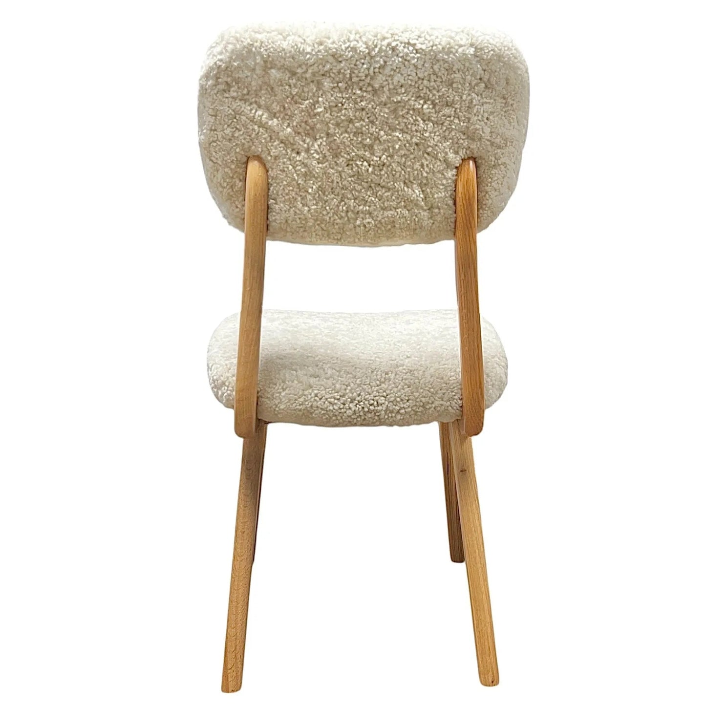Cream Sherpa Accent Chair with Solid Wood Legs – Modern Rustic Dining & Desk Chair