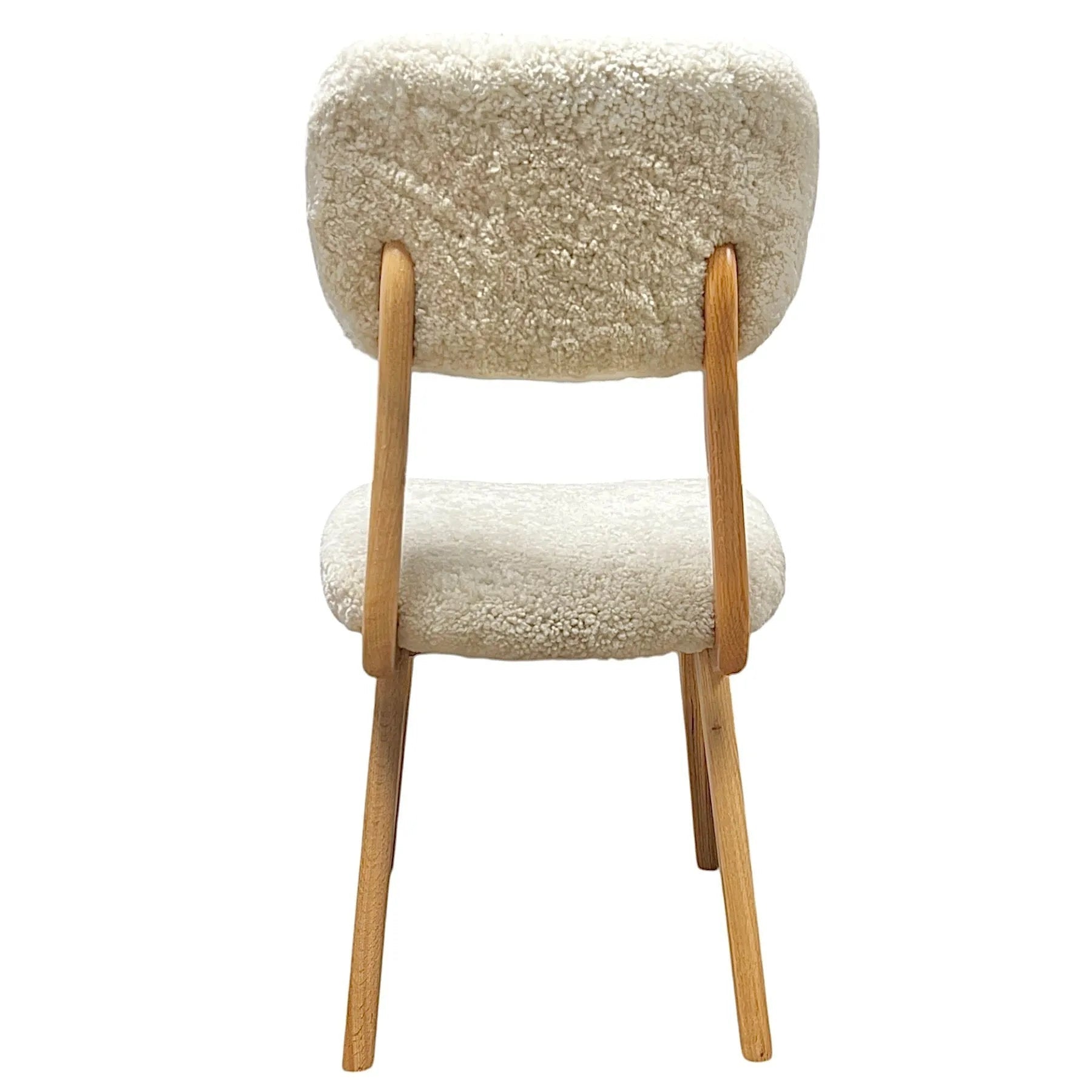 Cream Sherpa Accent Chair with Solid Wood Legs – Modern Rustic Dining & Desk Chair