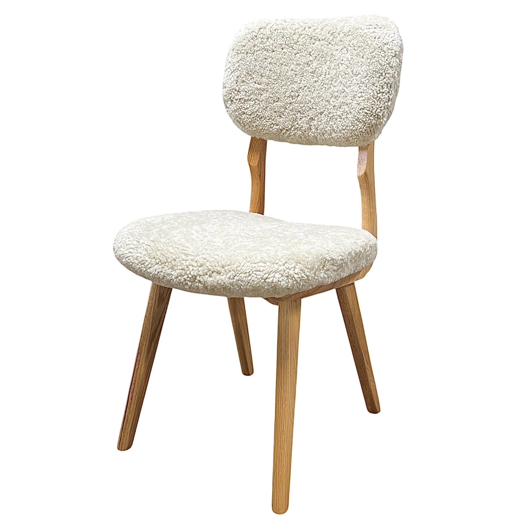 Cream Sherpa Accent Chair with Solid Wood Legs – Modern Rustic Dining & Desk Chair