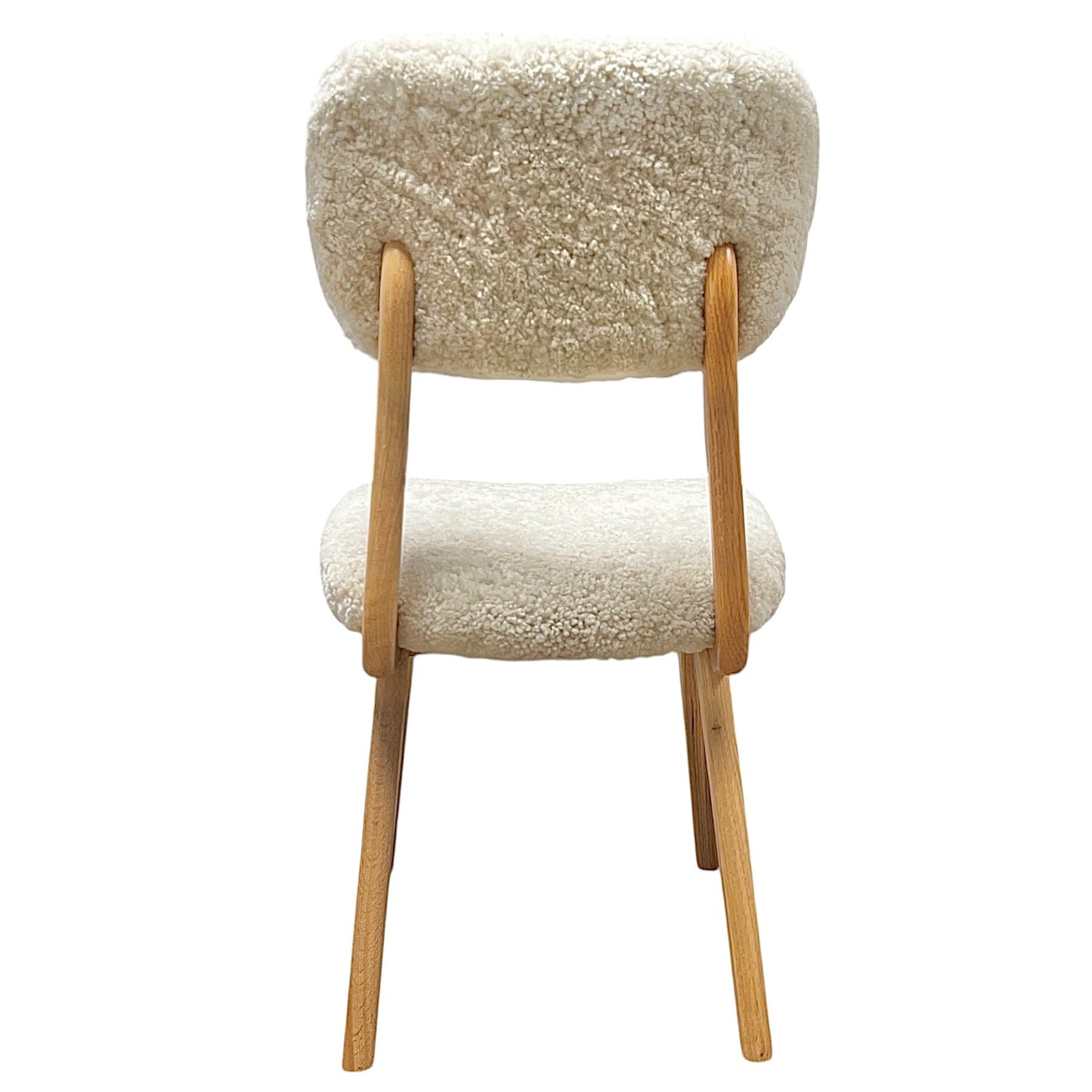 Cream Sherpa Accent Chair with Solid Wood Legs – Modern Rustic Dining & Desk Chair