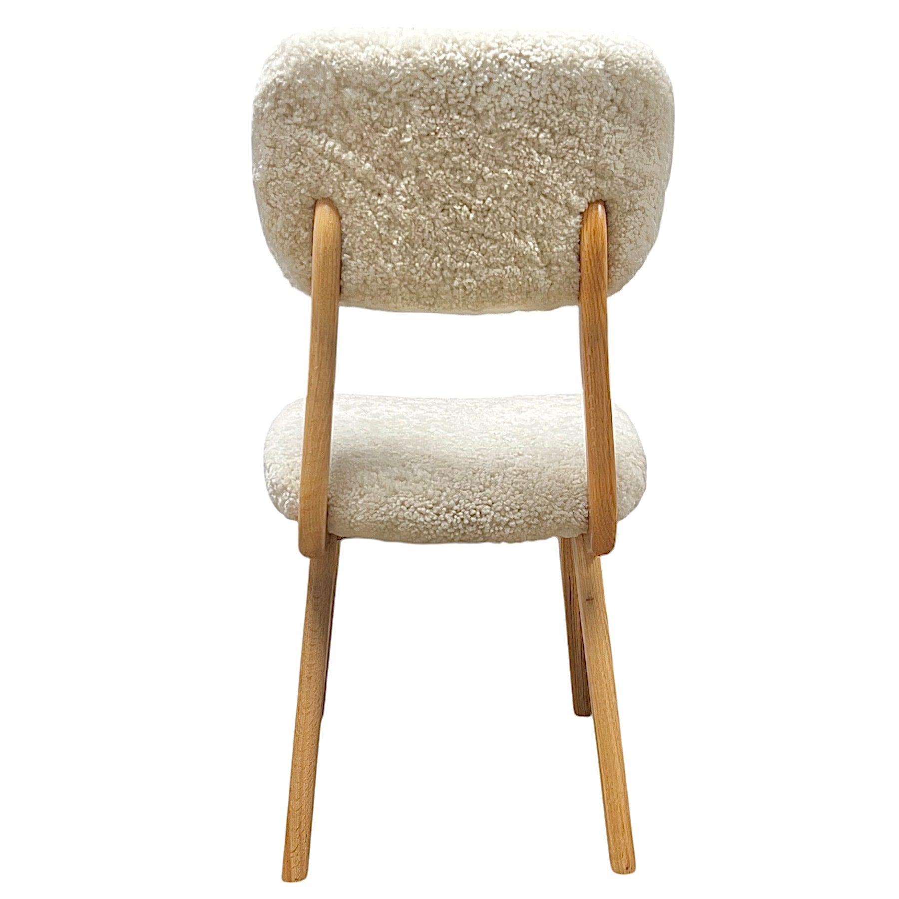 Cream Sherpa Accent Chair with Solid Wood Legs – Modern Rustic Dining & Desk Chair