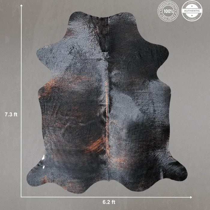 Dark Brindle Cowhide Rug Size 6.2 x 7.3 ft - 5355P