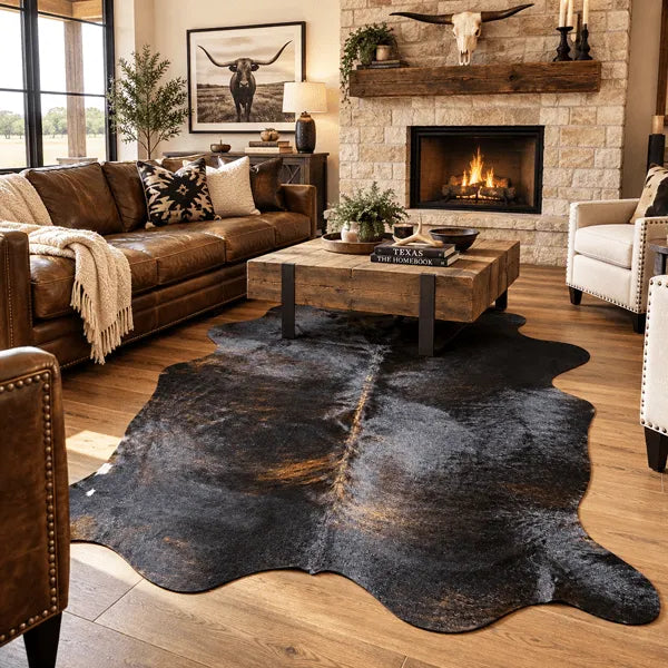Dark Brindle Cowhide Rug Size 6.2 x 7.3 ft - 5355P