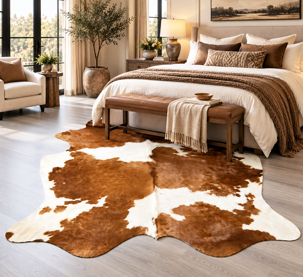 cowhide rug for bedroom 