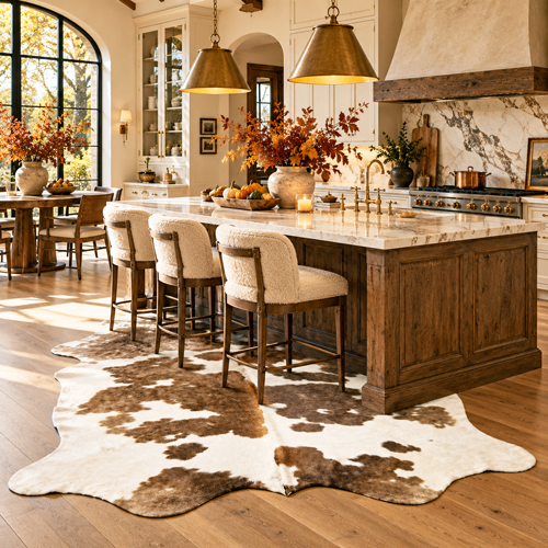 cowhide rug for kitchen 