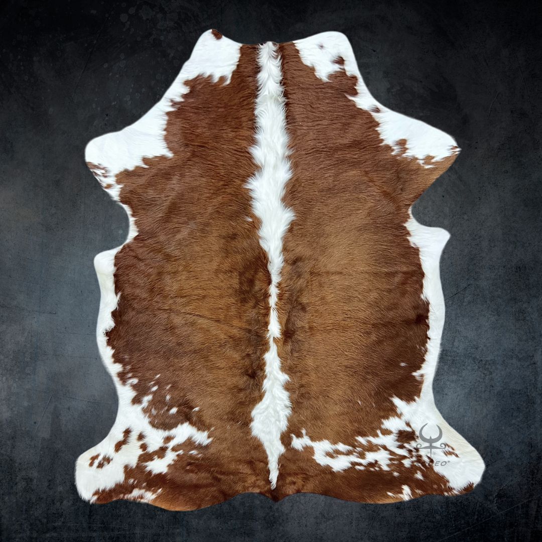 Extra Brown and White Cowhide Rug Size 5.7 x 5.9 ft - 4959 - Rodeo Cowhide Rugs