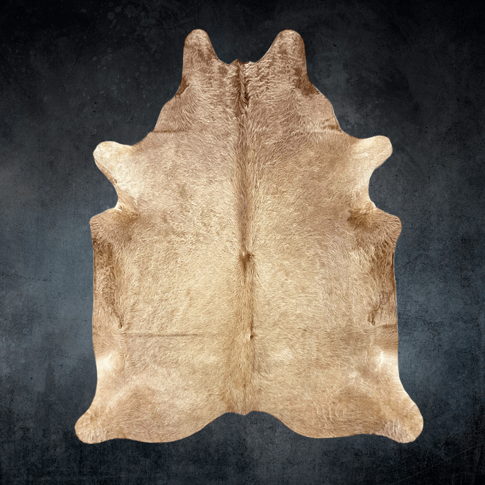 Extra Large Beige Cowhide Rug Size 7 x 7.6 ft - 5062