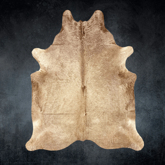 Extra Large Beige Cowhide Rug Size 7 x 7.6 ft - 5062