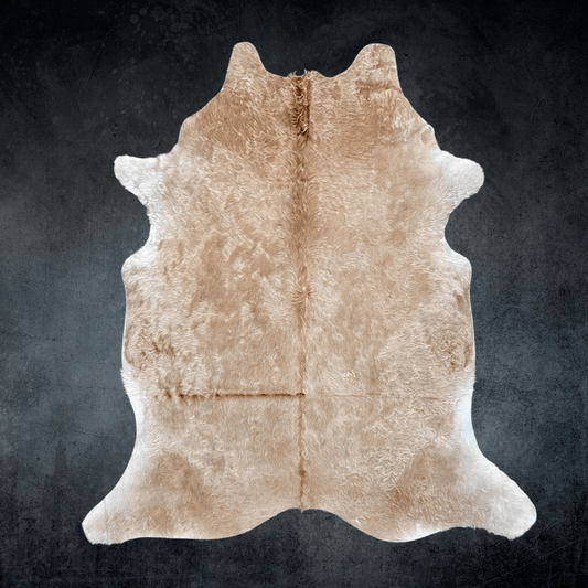 Extra Large Beige Cowhide Rug Size 7.2 x 8.2 ft - 5061