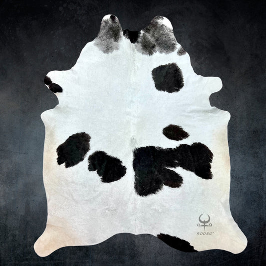 Extra Large Black and White Cowhide Rug Size 5.10x7.8 ft - 4855 - Rodeo Cowhide Rugs