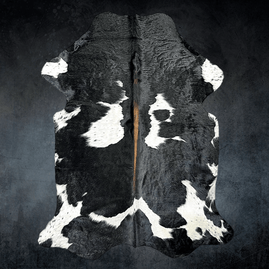 Extra Large Black and White Cowhide Rug Size 5.5 x 7.4 ft - 5343P