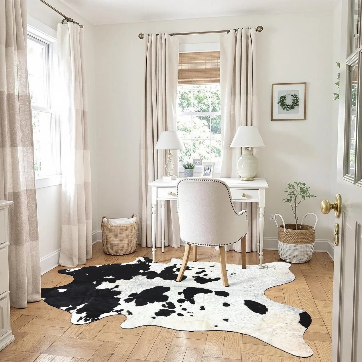 Extra Large Black and White Cowhide Rug Size 5.9x8.2 ft - 4839