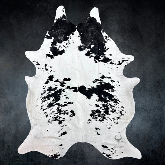 Extra Large Black and White Cowhide Rug Size 6.6 x 8.5 ft - 4913 - Rodeo Cowhide Rugs