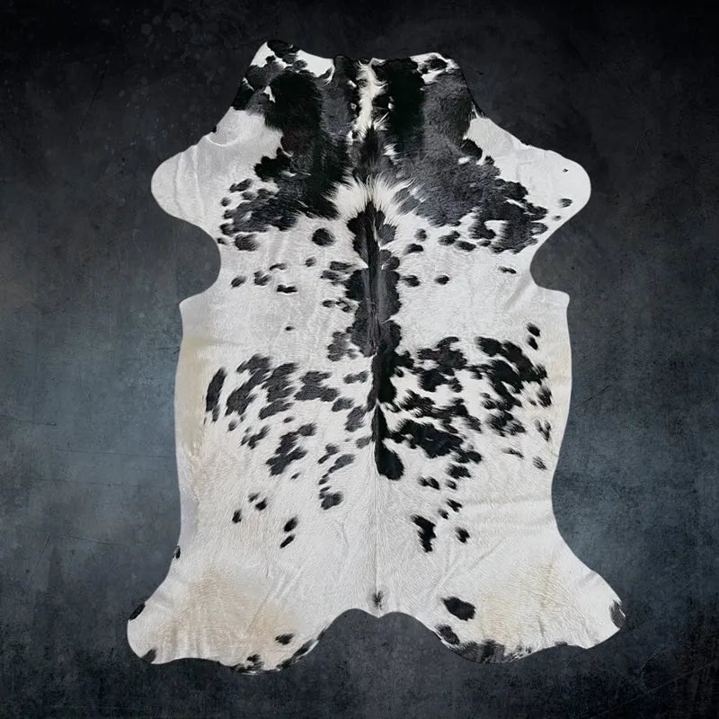 Extra Large Black and White Cowhide Rug Size 6.6x 8.7 ft - 5266F