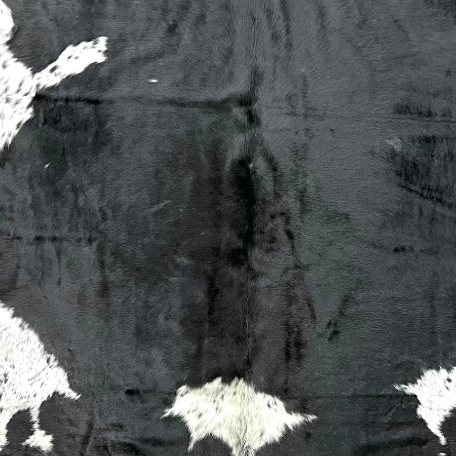 Extra Large Black and White Cowhide Rug Size 7 x 8 ft - 4902