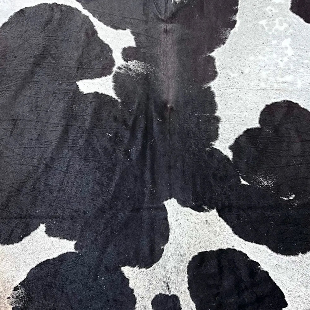 Extra Large Black and White Cowhide Rug Size 7.3 x 7.11 ft - 4999