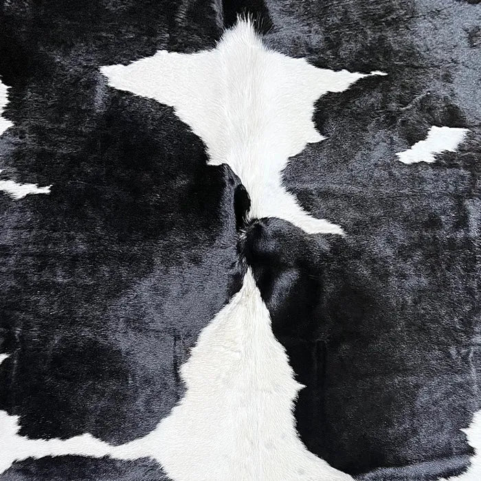Extra Large Black and White Cowhide Rug Size 7x 7.7 ft - 5271H