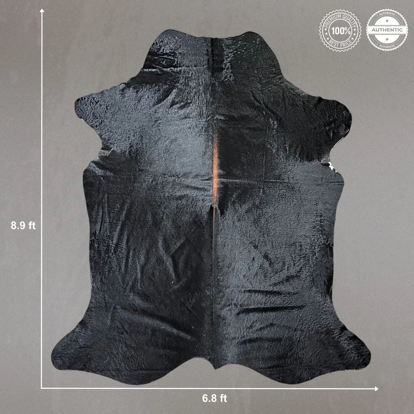 Extra Large Black Cowhide Rug Size 6.8x 8.9 ft - 5327M