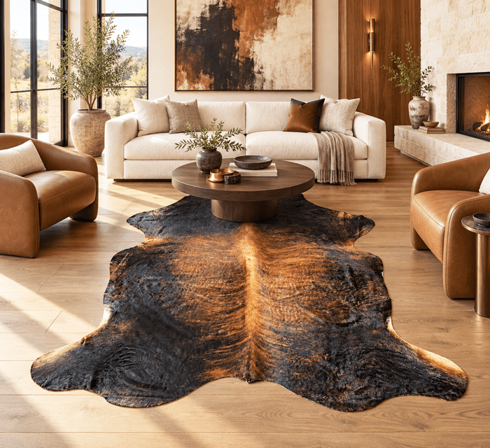Extra Large Brindle Cowhide Rug Size 7 x 8.6 ft - 5361Q