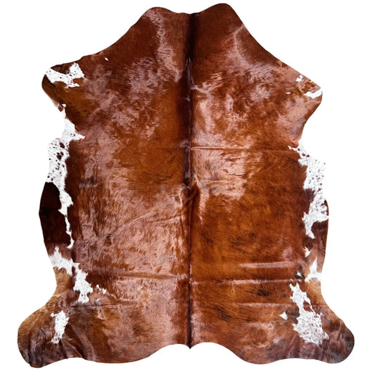 Extra Large Brown and White Cowhide Rug D131 - 6.2x7.3