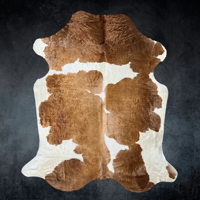 Extra Large Brown and White Cowhide Rug Size 6.10 x 8 ft - 5363Q