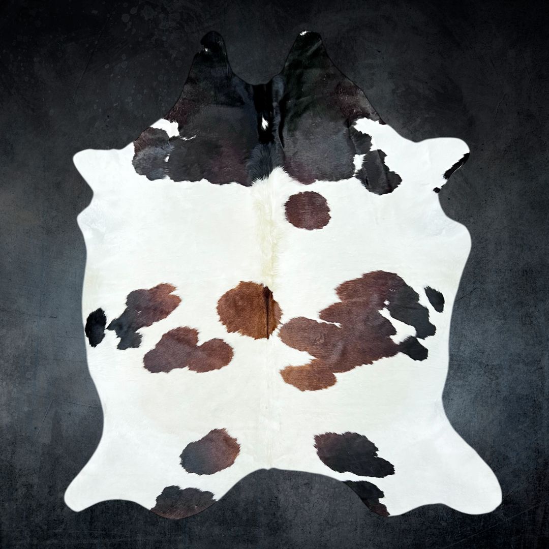 Extra Large Brown and White Cowhide Rug Size 6.4 x 7.7 ft - 4985 - Rodeo Cowhide Rugs