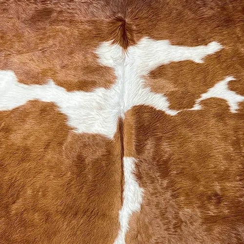 Extra Large Brown and White Cowhide Rug Size 6.8 x8.2 ft - 5380S