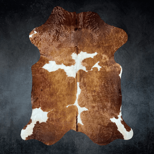 Extra Large Brown and White Cowhide Rug Size 6.8 x8.2 ft - 5380S