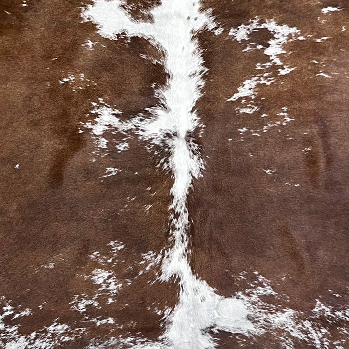 Extra Large Brown and White Cowhide Rug Size 7 x 7.9 ft - 5091