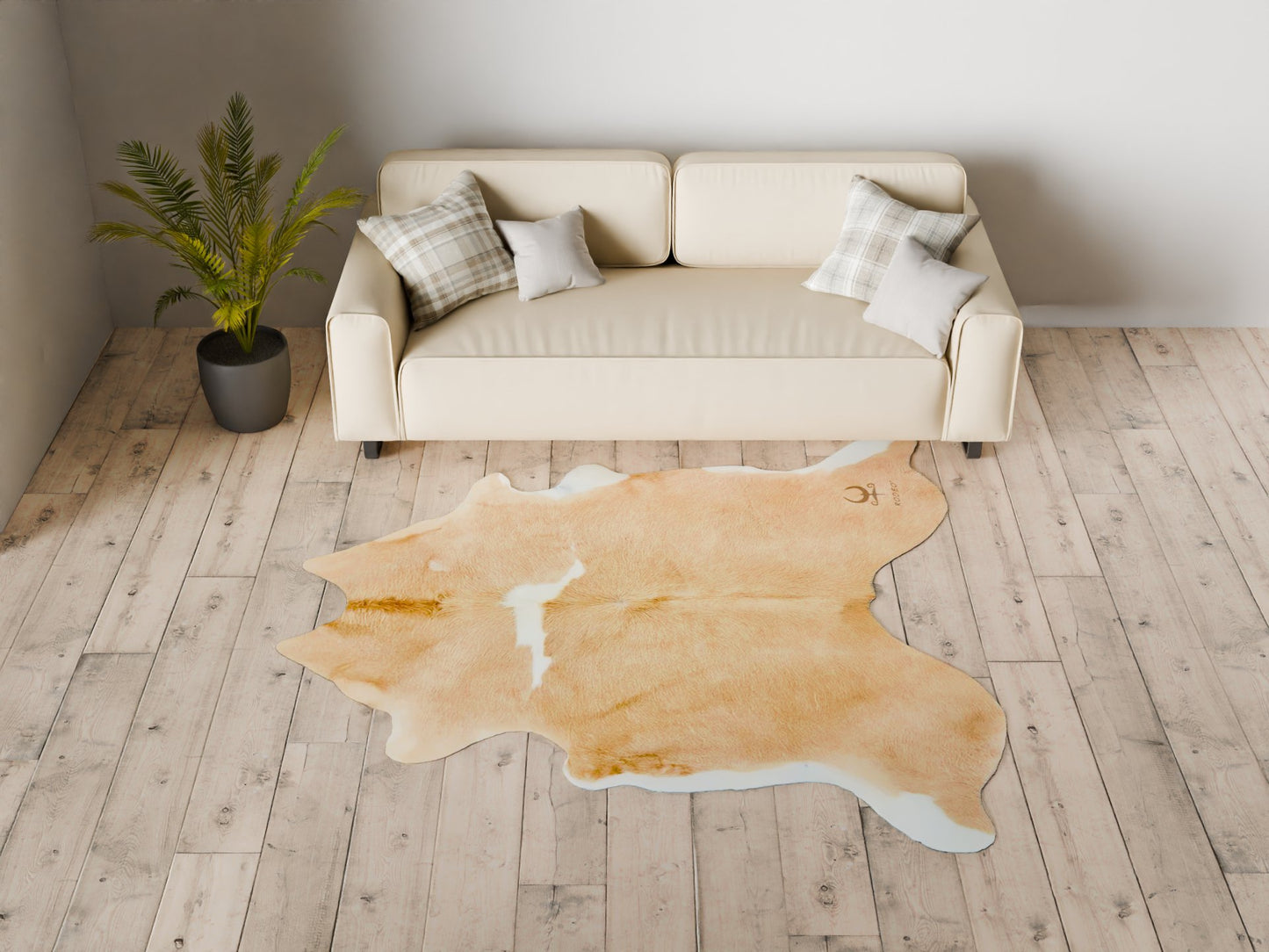 Extra Large Brown and White Cowhide Rug Size 7.4x6.8 ft---4652 - Rodeo Cowhide Rugs