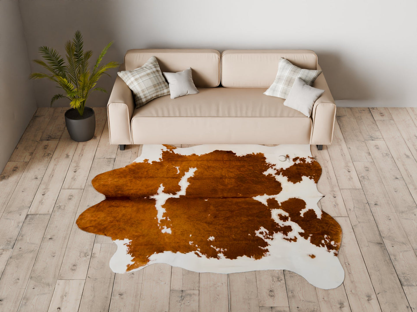 Extra Large Brown and White Cowhide Rug Size 8.1x7.9 ft---4654 - Rodeo Cowhide Rugs