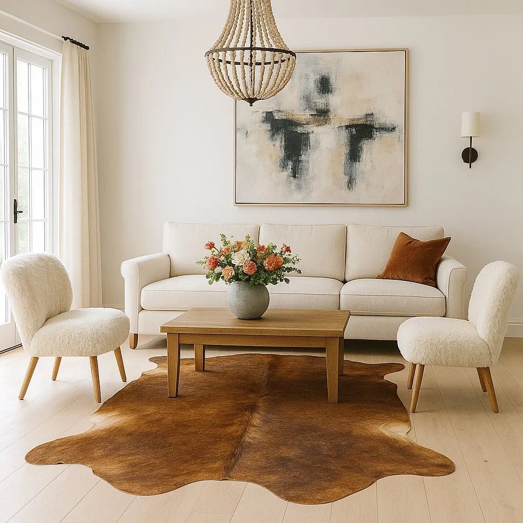 Extra Large Brown Cowhide Rug Size 5.9x 7.6 ft - 5265F