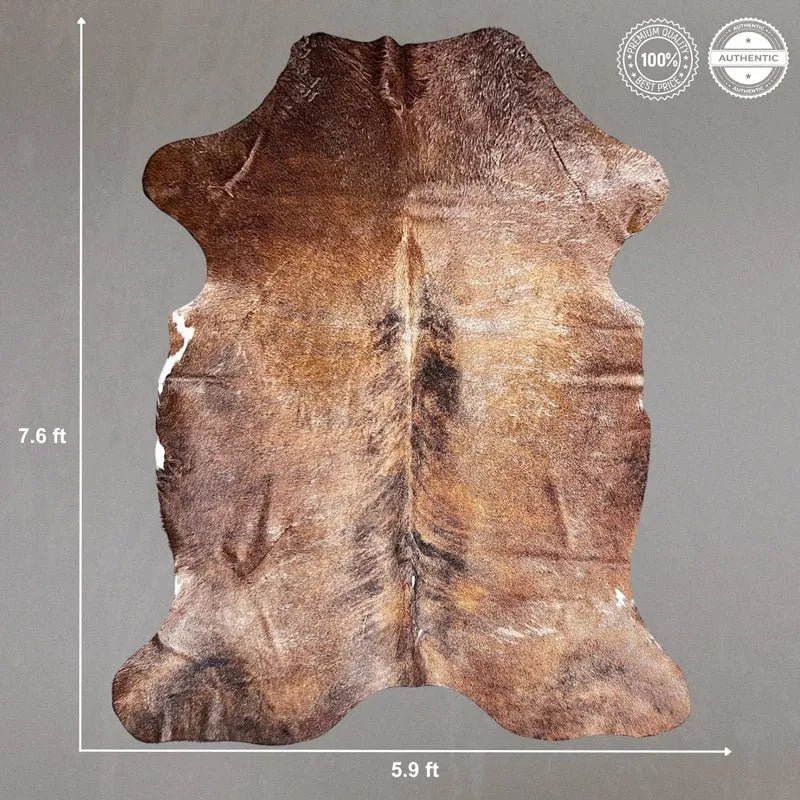 Extra Large Brown Cowhide Rug Size 5.9x 7.6 ft - 5265F