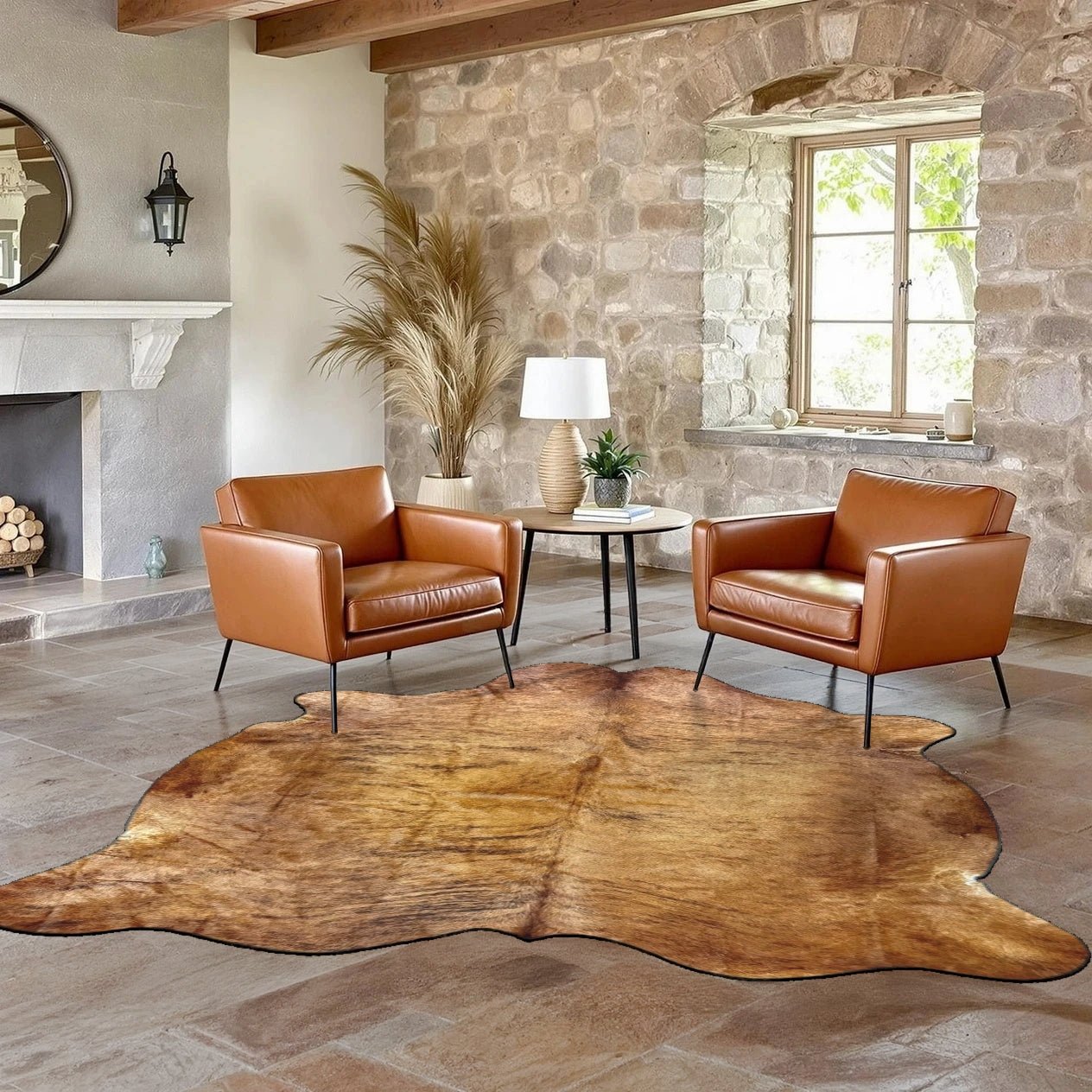 Extra Large Brown Cowhide Rug Size 6.10 x 7.5 ft - 4989